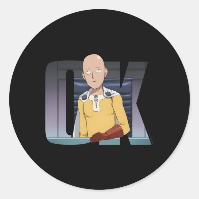 Sticker Rond Un Punch Saitama Ok (Devant)