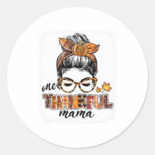 Sticker Rond Un Remerciant Mama Messy Bun Fall quitte l'automne