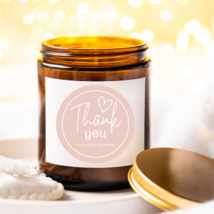 Sticker Rond Un remerciement moderne script un minimum de rose