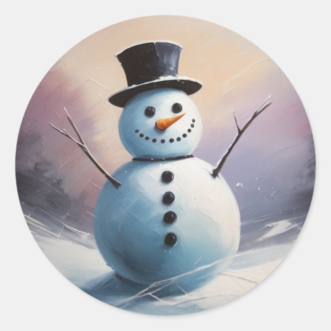 Sticker Rond Un rêve neigeux (Devant)