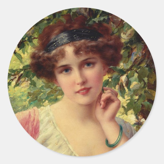 Sticker Rond Un Rose d'été (Devant)