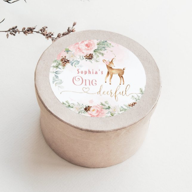 Sticker Rond Un rose pâle féérique pour le 1er anniversaire d'u (Créateur téléchargé)