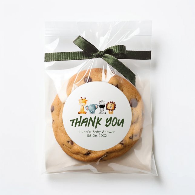 Sticker Rond Un Sauvage Est Sur Le Chemin Safari Baby Favor Sti (Créateur téléchargé)