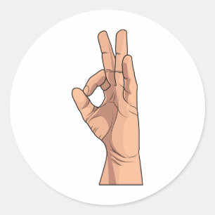 Sticker Rond Un signe CORRECT et gestes de main de ~