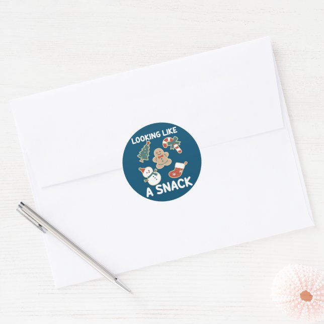 Sticker Rond Un Snack Joyeux Noël Père Noël (Enveloppe)