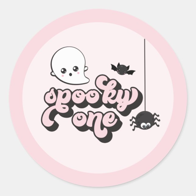 Sticker Rond Un Spooky One Halloween 1er Anniversaire (Devant)