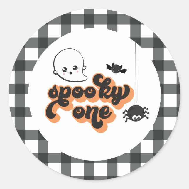 Sticker Rond Un Spooky One Halloween 1er Anniversaire (Devant)
