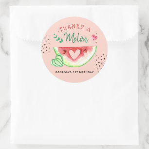 Sticker Rond Un sur un melon Favori classique de remerciement
