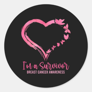 Sticker Rond Un Survivant Chemise rose Papillon Coeur Coeur Dan