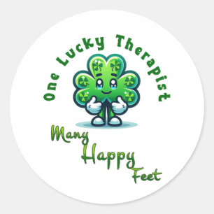 Sticker Rond Un thérapeute chanceux St. Patrick’s Day Fun Desig