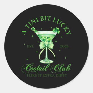 Sticker Rond Un Tini Bit Lucky Tail Club Martini St. Patrick's