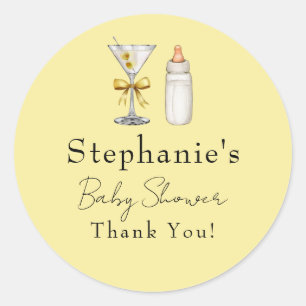 Sticker Rond Un Tini en route Jaune Martini Baby Shower