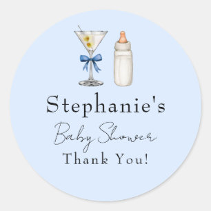 Sticker Rond Un Tini Se Trouve Sur Le Chemin Du Baby shower Blu