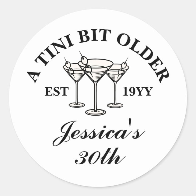 Sticker Rond Un Tini Un Peu Vieux Noir Personnalisé Anniversair (Devant)
