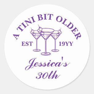 Sticker Rond Un Tini Un Peu Vieux Purple Personnalisé Anniversa