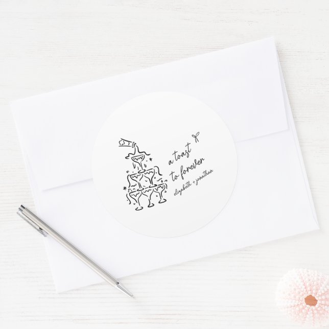 Sticker Rond Un toast pour un mariage éternel (Enveloppe)