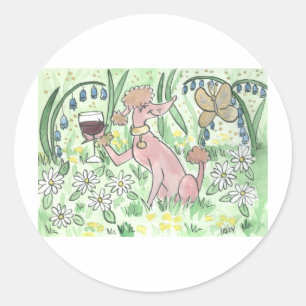 Sticker Rond Un verre de Gamay dans le jardin