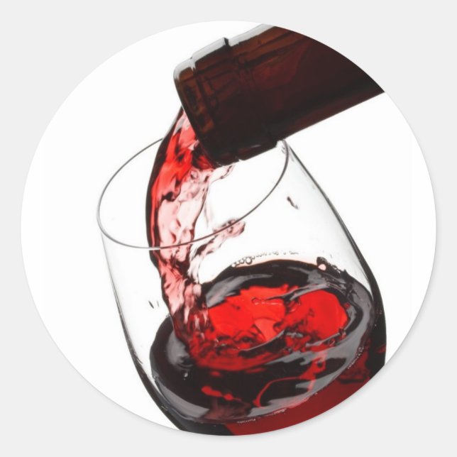 Sticker Rond Un verre de vin rouge (Devant)