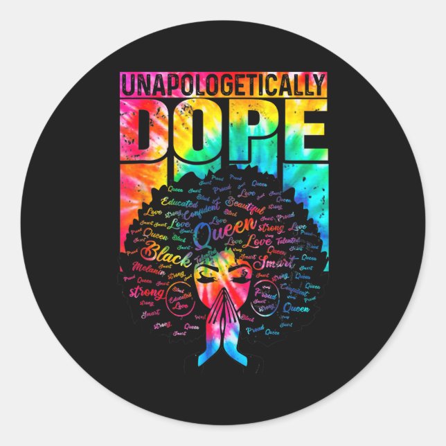 Sticker Rond Unalogetically Black Pride Melanin African Tie Dye (Devant)