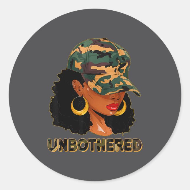 Sticker Rond Unbothered Black Woman Melanin African Black Histo (Devant)