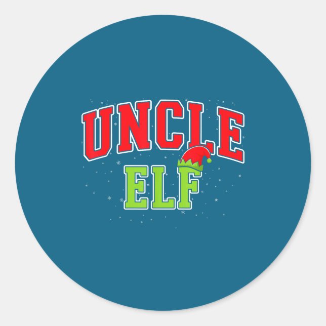 Sticker Rond Uncle Elf Christmas Family Matching Group Xmas Unc (Devant)