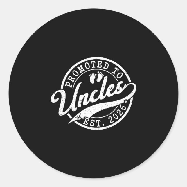 Sticker Rond Uncle Est 2026 New Uncle Announcement Promoted To  (Devant)