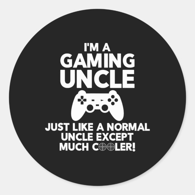 Sticker Rond Uncle Gamer Funny Jeu Vidéo de jeu Shirts (Devant)