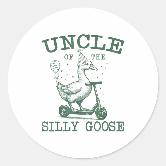 Sticker Rond Uncle Of The Silly Goose First Birthday Family Mat (Devant)