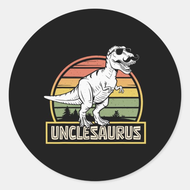 Sticker Rond Unclesaurus T Rex Dinosaure Uncle Saurus Correspon (Devant)
