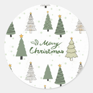 Sticker Rond Under the Snowy Trees – Christmas