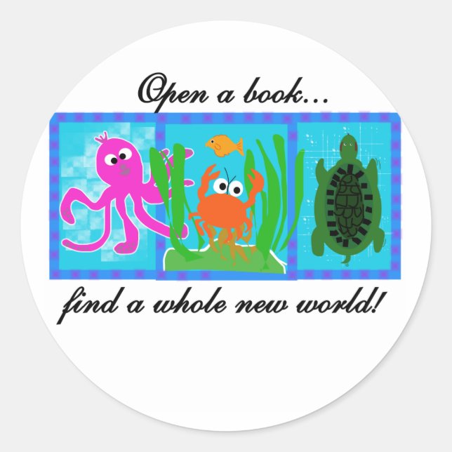 Sticker Rond Undersea Adventure Ouvrir un livre (Devant)