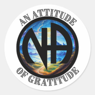 Sticker Rond Une attitude de gratitude - NA Narcotiques Anonyme