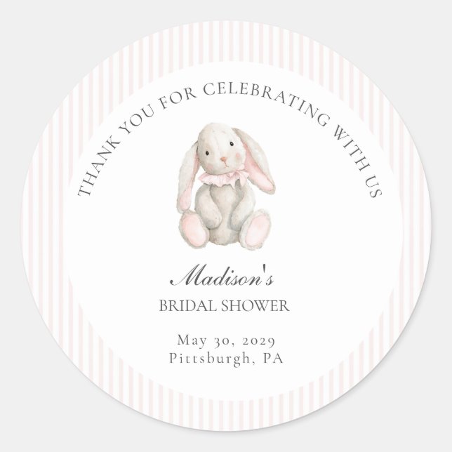 Sticker Rond Une Baby Shower Douce Rose Some Bunny  (Devant)