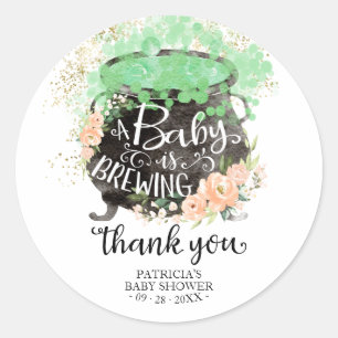 Sticker Rond Une Baby Shower Halloween Merci pour le Bébé à Ven