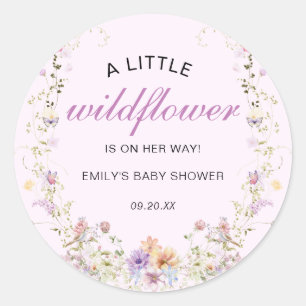 Sticker Rond Une Baby Shower Petite Fleur Sauvage