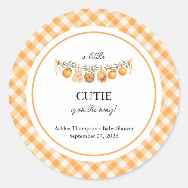 Sticker Rond Une Baby Shower Un Petit Bébé Mignon  (Devant)