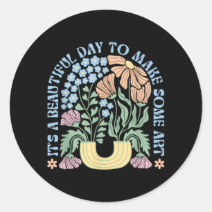 Sticker Rond Une Belle Journée Pour Créer Des Tiroirs D'Artiste