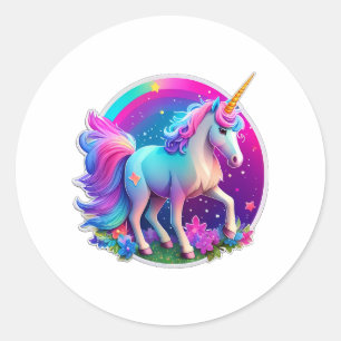 Sticker Rond Une belle licorne