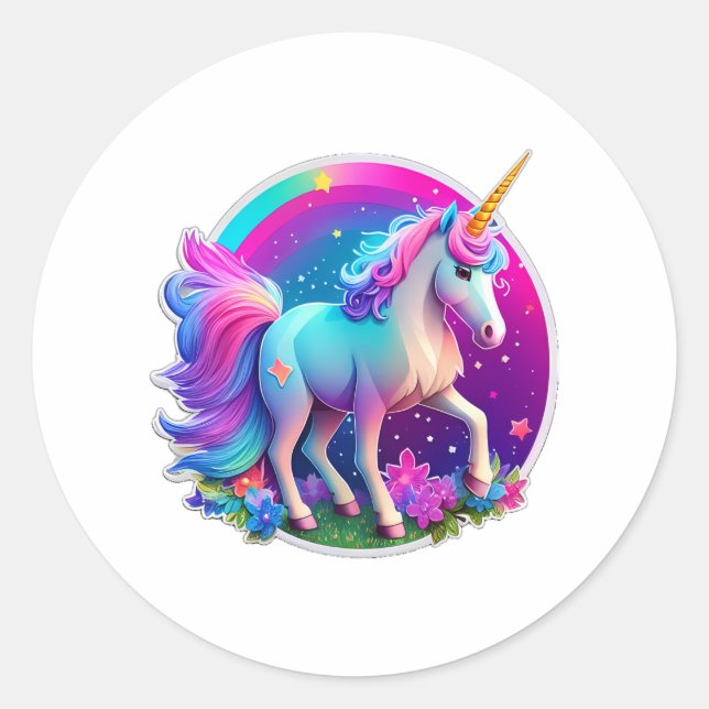 Sticker Rond Une belle licorne (Devant)