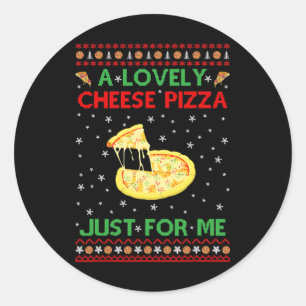 Sticker Rond Une belle pizza au fromage seul amusant Kevin X-ma