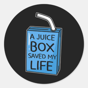 Sticker Rond Une boîte de jus de fruits J'ai sauvé ma vie Diabè