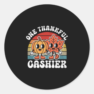 Sticker Rond Une caissière reconnaissante drôle d'automne Thank