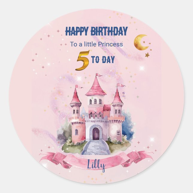 Sticker Rond Une carte d'anniversaire de fantasy mignonne (Devant)