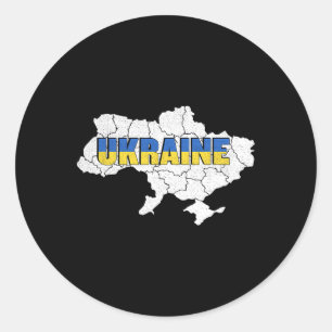 Sticker Rond Une carte ukrainienne et un drapeau de l'Ukraine 