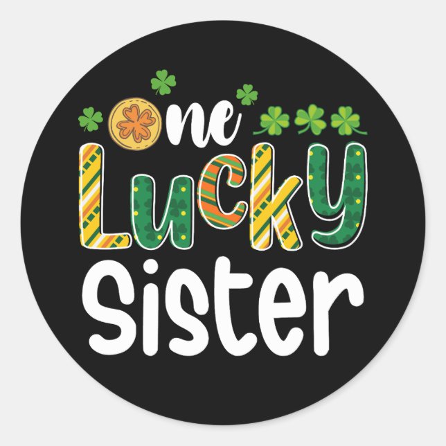 Sticker Rond Une chanceuse soeur jumelle famille St Patrick's D (Devant)