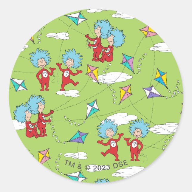 Sticker Rond Une chose deux Motif de cerfs-volants (Devant)