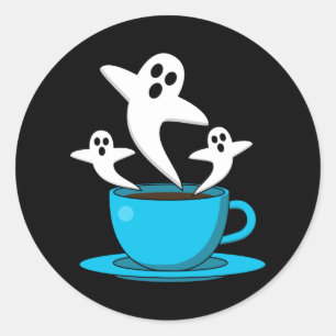 Sticker Rond Une coupe de café fumeur fantôme