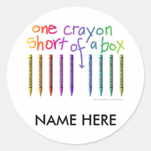 STICKER ROND UNE CRAYON COURTE D'UNE BOÎTE