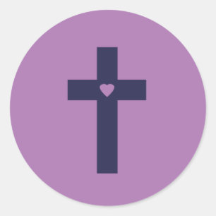 Sticker Rond Une croix avec un cœur 