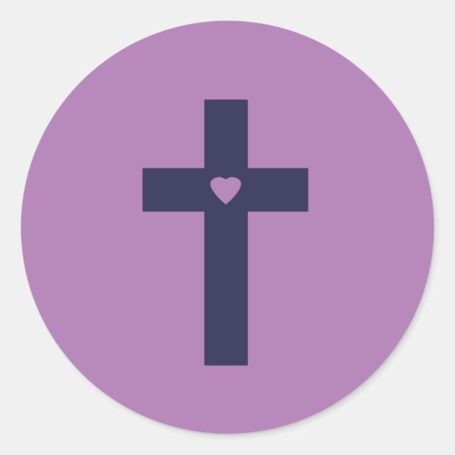 Sticker Rond Une croix avec un cœur  (Devant)